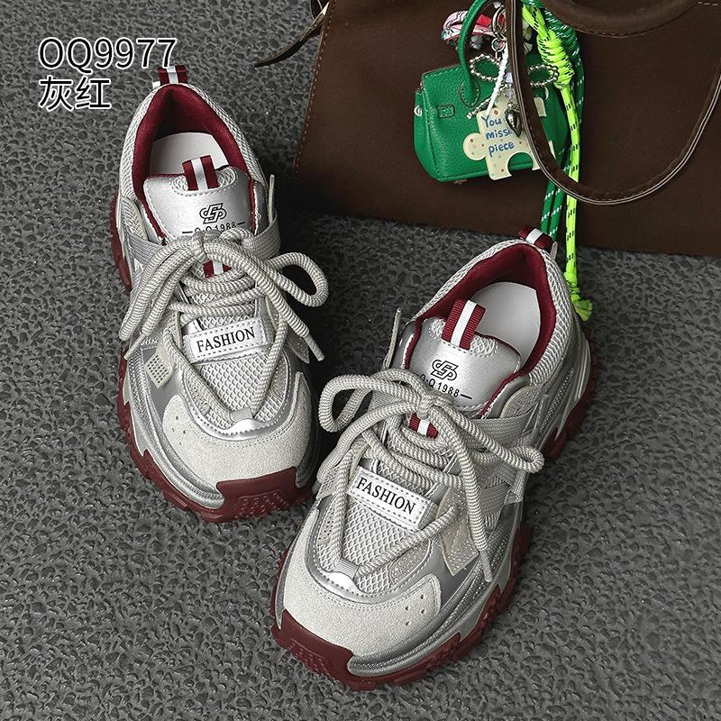 Platform dad shoes New leather ins trendy small sports and leisure shoes in spring and autumn 35