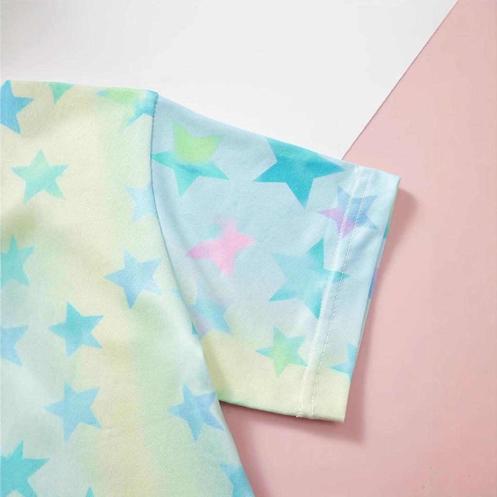 Girls' Star Printed Short-sleeved Sports Suit Summer Children's Fashion Casual Suit