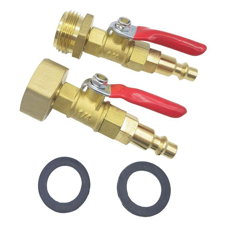 T02C!RV Winterize Blowout Adapter Set Sprinkler Wintering Blowout Adapter Set For 1/4In Quick Connect Plug 3/4In GHT Garden Hose жёлтый