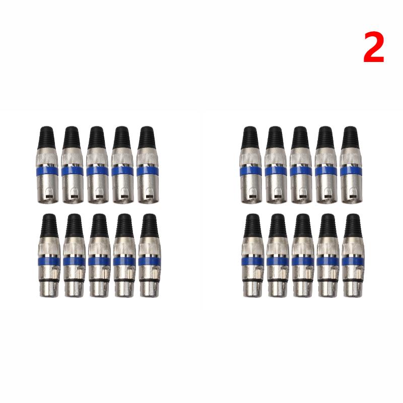 5 Pairs XLR 3 Pin Female MIC Jack Plug Audio Microphone Cable Connector Blue NG4S