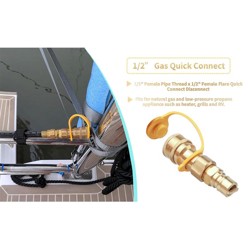 

1/2 Inch Solid Brass Gas Propane Quick Connect Disconnect Fitting Connector Adapter