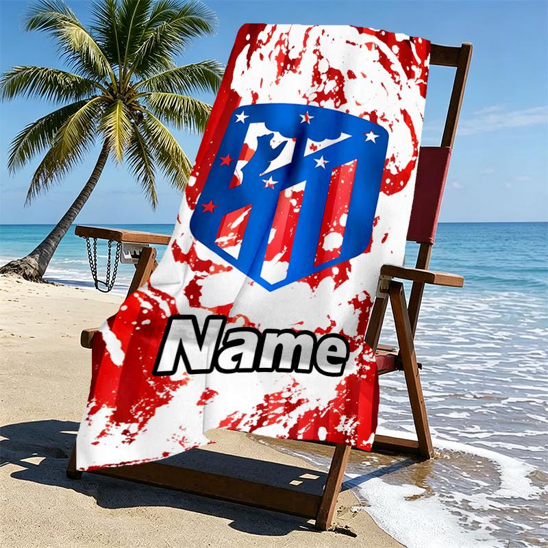 Custom Name Personalized Football Team Print Beach Towel, for Trip Camping Beach Party Home Decor, Birthday Gift for Family & Friends