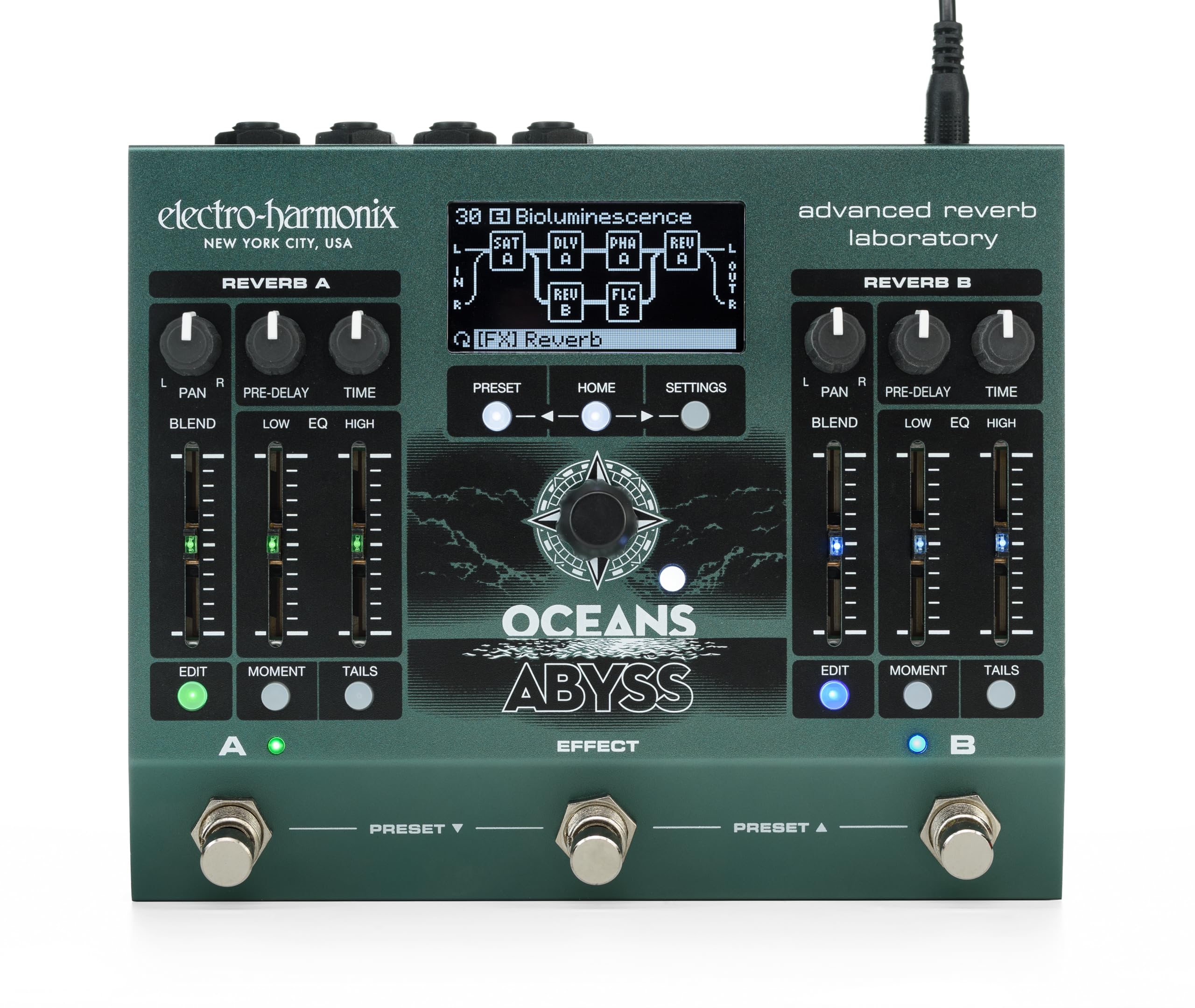 

Effector Reverb OCEANS ABYSS Advanced Reverb Laboratory Elehamo ELECTRO-HARMONIX Electro-Harmonix чорний