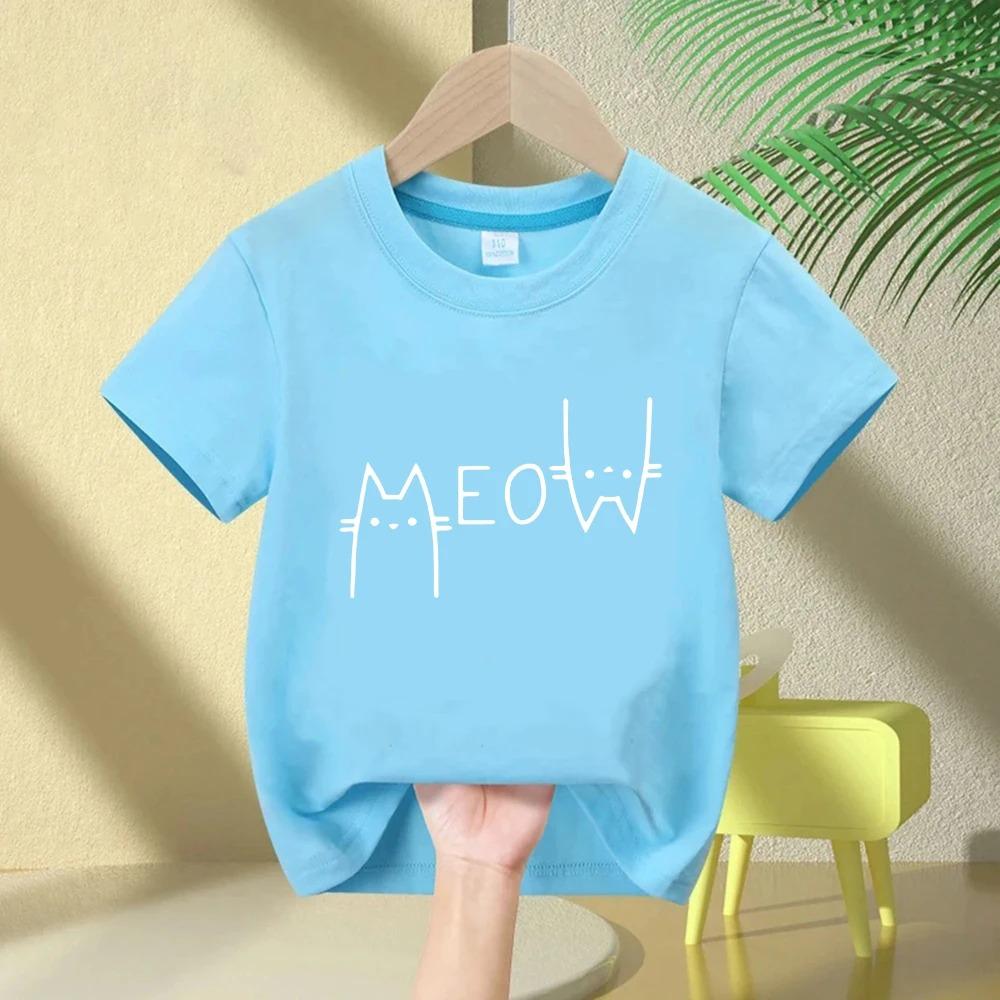Cute Funny Cat Graphic Print Children Tshirts Summer Cartoon Fashion Casual Tops for Girls Boys ONeck Short Sleeve Tshirts