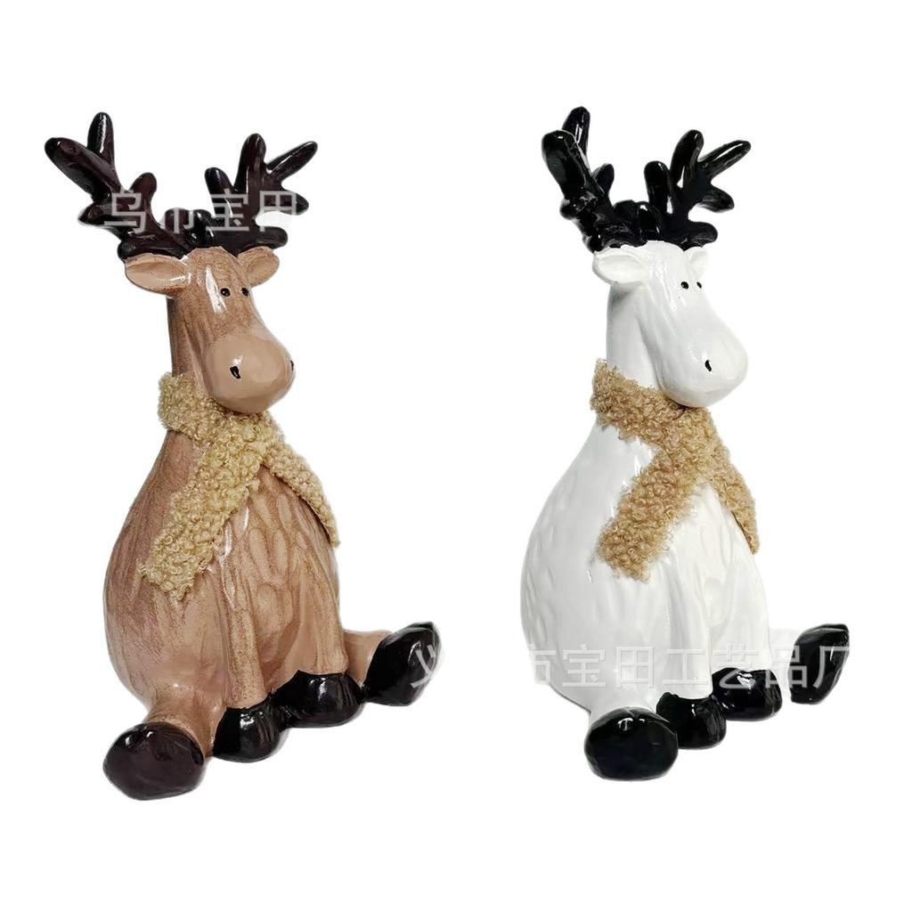 Nordic creative fun sitting elk living room desktop home decoration Christmas resin handicraft ornament