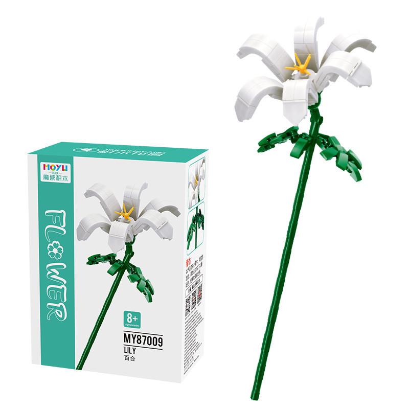 Assembling Children Puzzle Building Blocks Flower Rose Lily Bouquet Model Toy