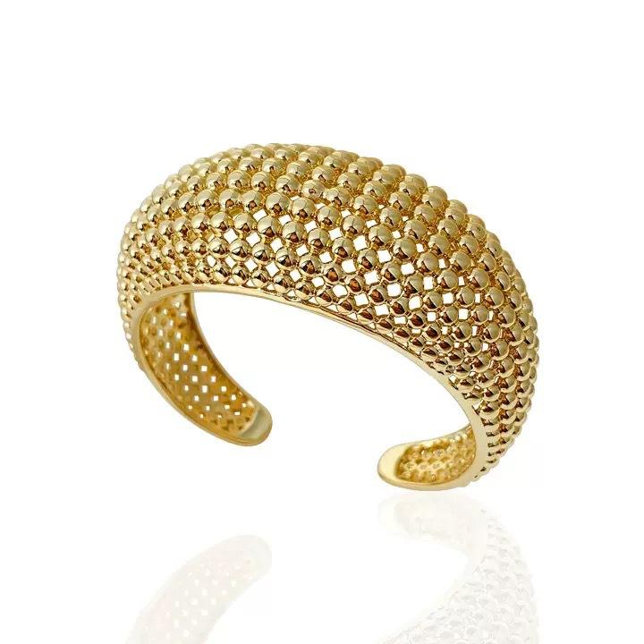 Punk Hollow Metal Ball Bead Bracelet for Women Exaggerated Hip Hop Half Circle Open Bangles Bracelet Charm Jewelry Accessories