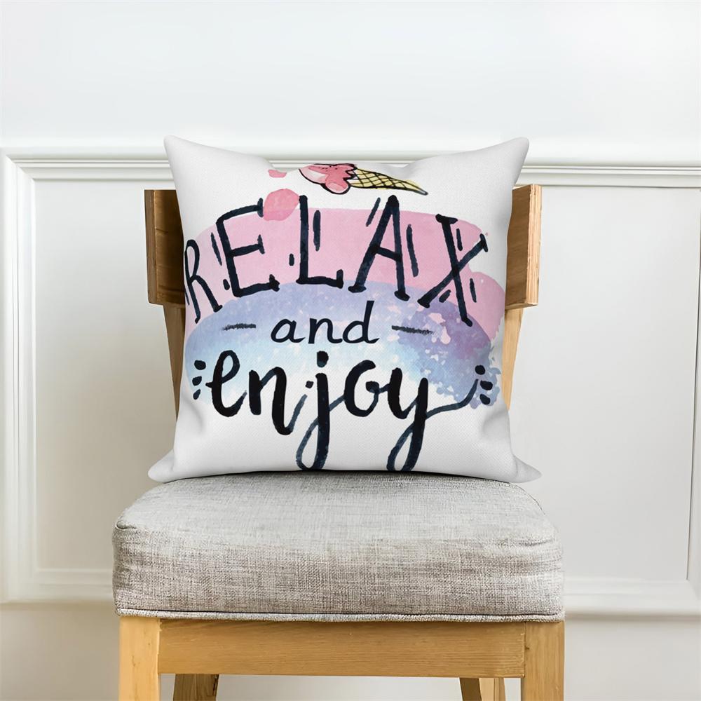 Home Sofa Office Cushion Pillowcase  Summer Vacation Alphabet Printed