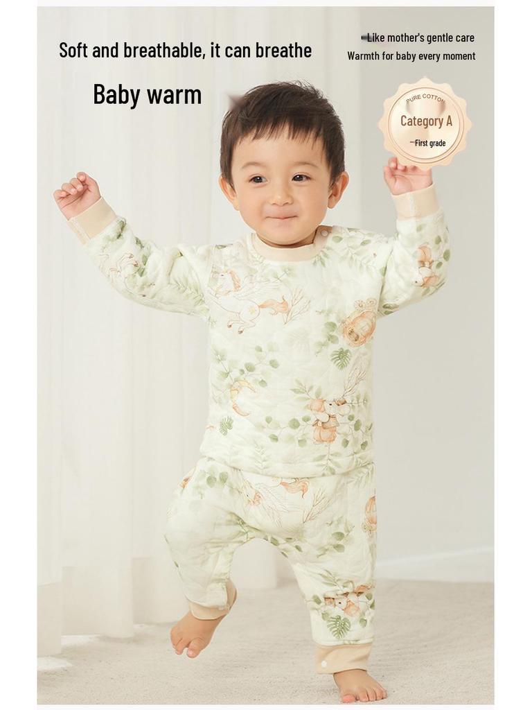 Infant & Toddler High-Waist Quilted Cotton Underwear Set - Unisex Autumn Warmth