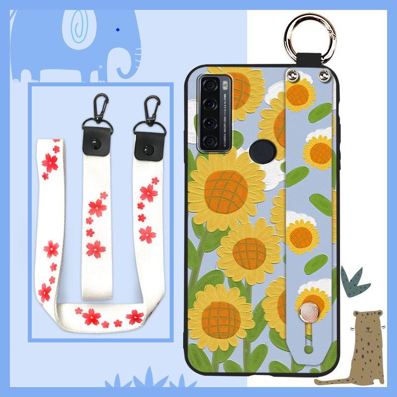 Oil Painting Fashion Design Phone Case For TCL 20 SE Anti-knock Dirt-resistant Durable Kickstand Wristband Wrist Strap