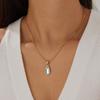 Gold Plated Snake Chain Necklace with Teardrop Shaped Blue Stone Pendant Fashion Jewelry for Women