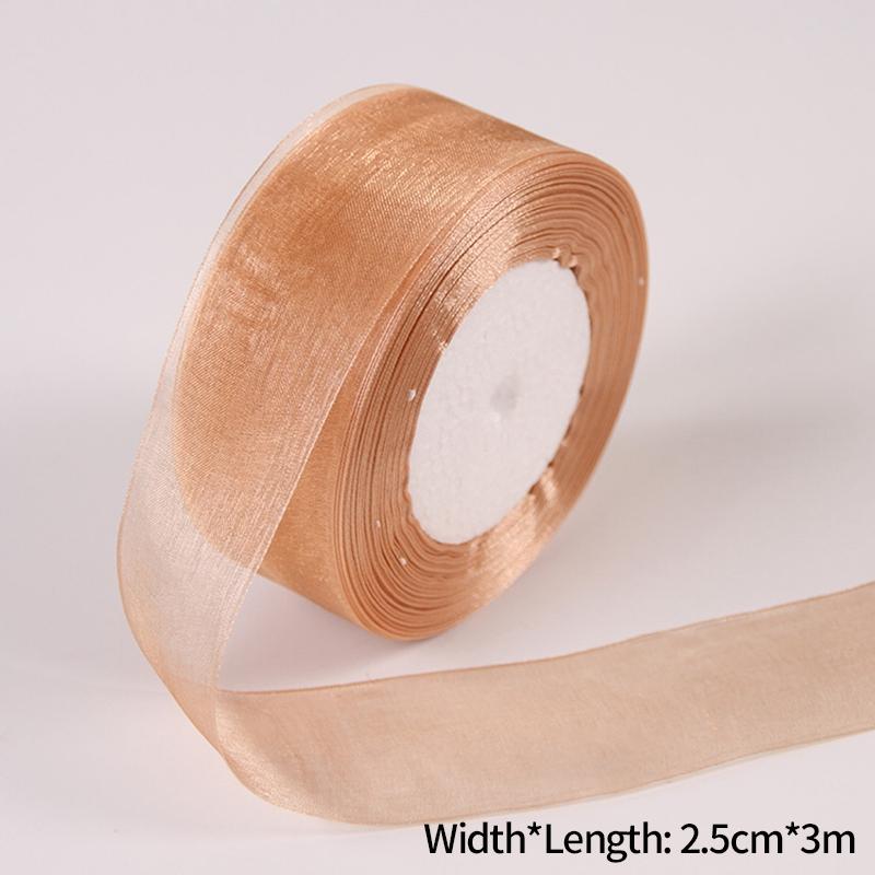 1Roll Sheer Organza Ribbon Chiffon Silk Ribbon for DIY Craft Gift Wrapping Christmas Decoration Wedding Bouquet Sewing Supplies