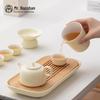 Nanshan Mr. Gardenia Moon Ceramic Tea Set - 9-Piece with Tea Tray