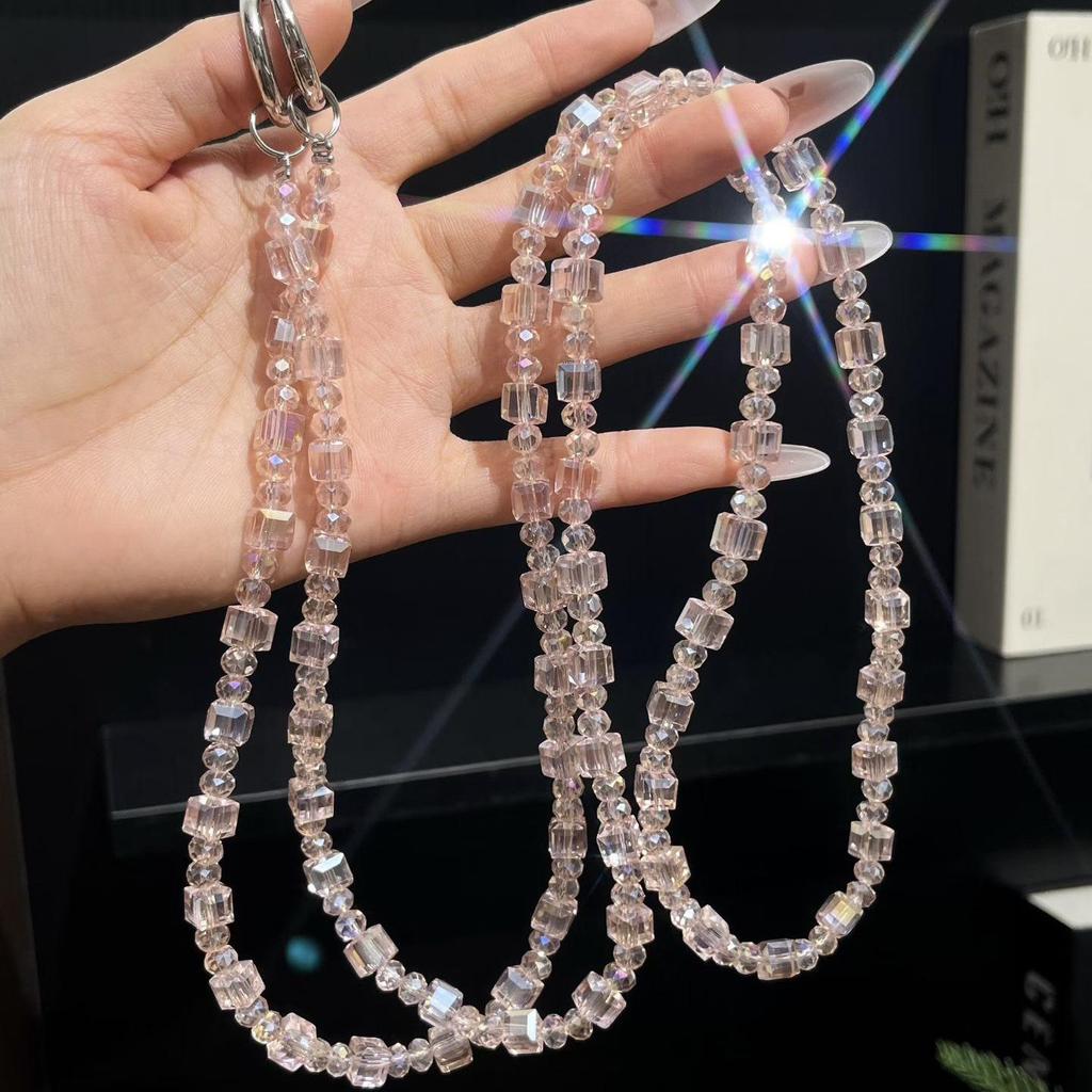 Handmade Sugar Crystal Beaded Phone Case Lanyard - Crossbody Wearable Chain