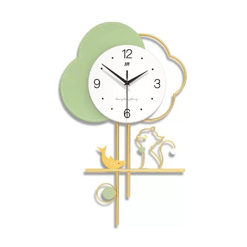 Decorative Clock Wall Mounted Home Fashion Living Room Entrance Background Wall Clock Without Punching Light Luxury Style Clock