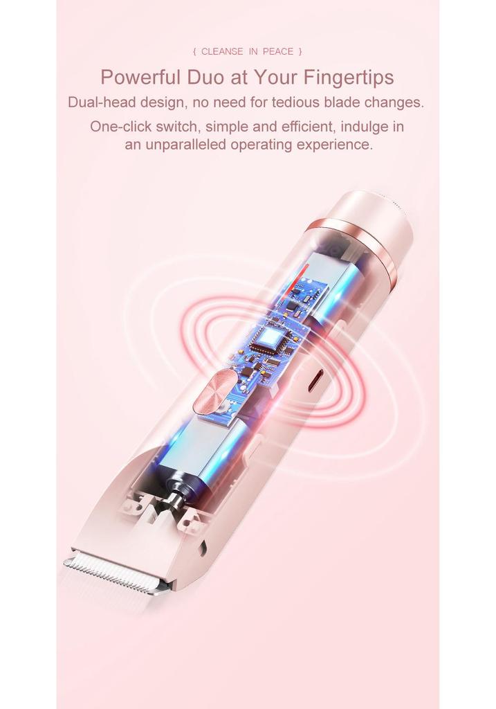 Waterproof Electric Women's Double Head Shaver for Bikini, Underarms, and Intimate Areas