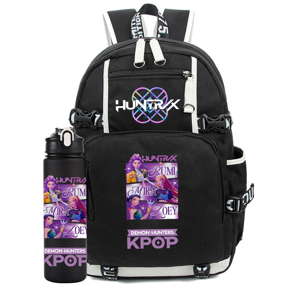 2 ks/sada K-Pop potištěný batoh s 750ml lahví na vodu pro dospívající studentku chlapce školní taška dětský dárek velká kapacita cestovní taška ruksak