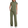 Fashion Women's Round Neck Short Sleeved Pants Fashion Casual Suit