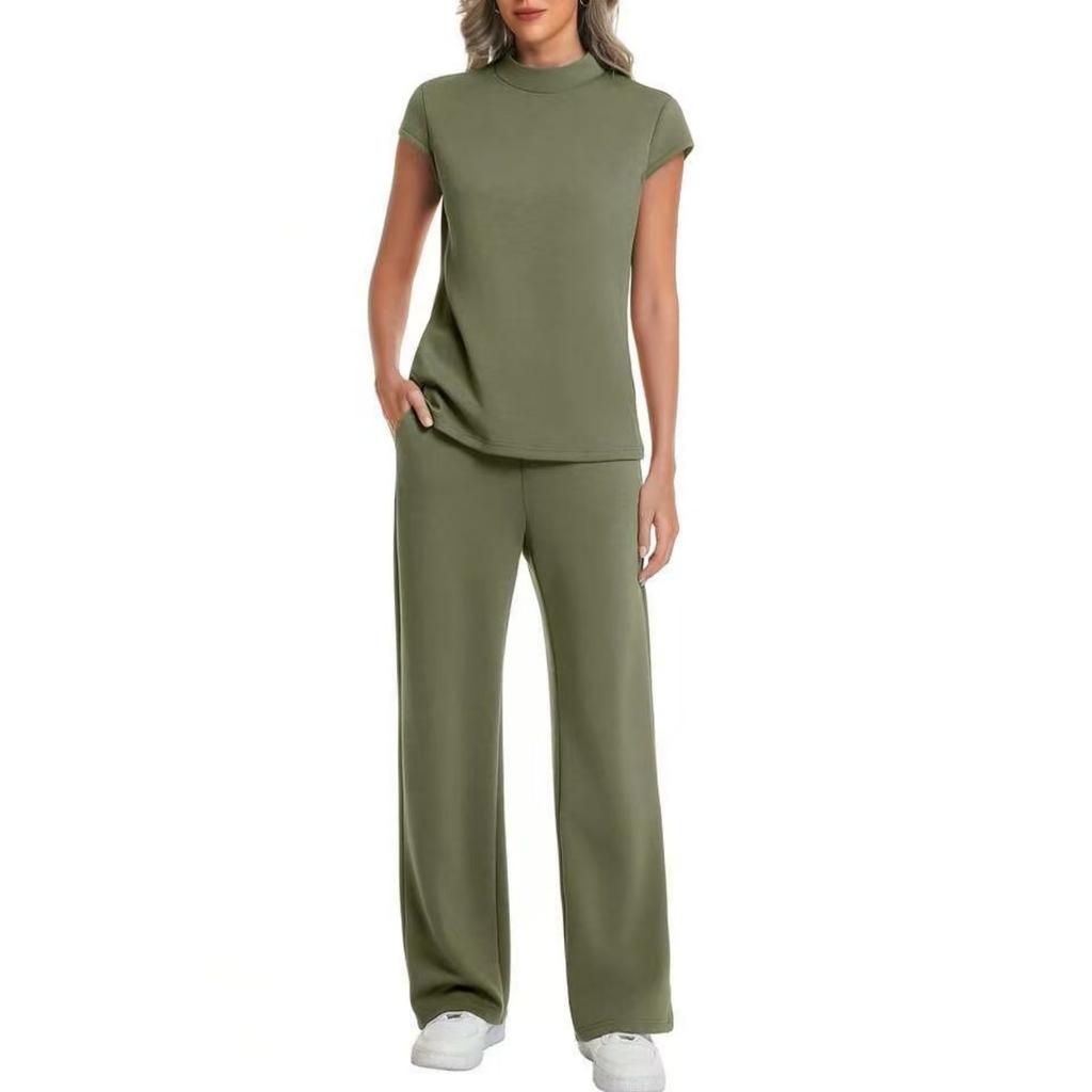 Fashion Women's Round Neck Short Sleeved Pants Fashion Casual Suit