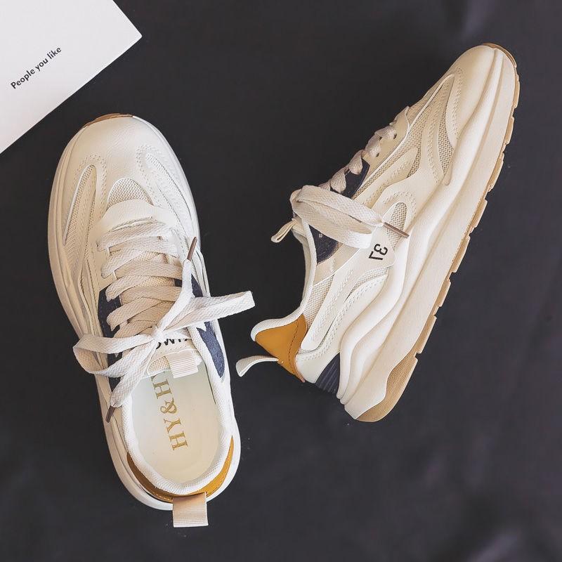 Spring and Autumn New Thick Soled Casual Shoes Women's Fashion Sports Shoes Anti Slip and Wear Resistant White Shoes