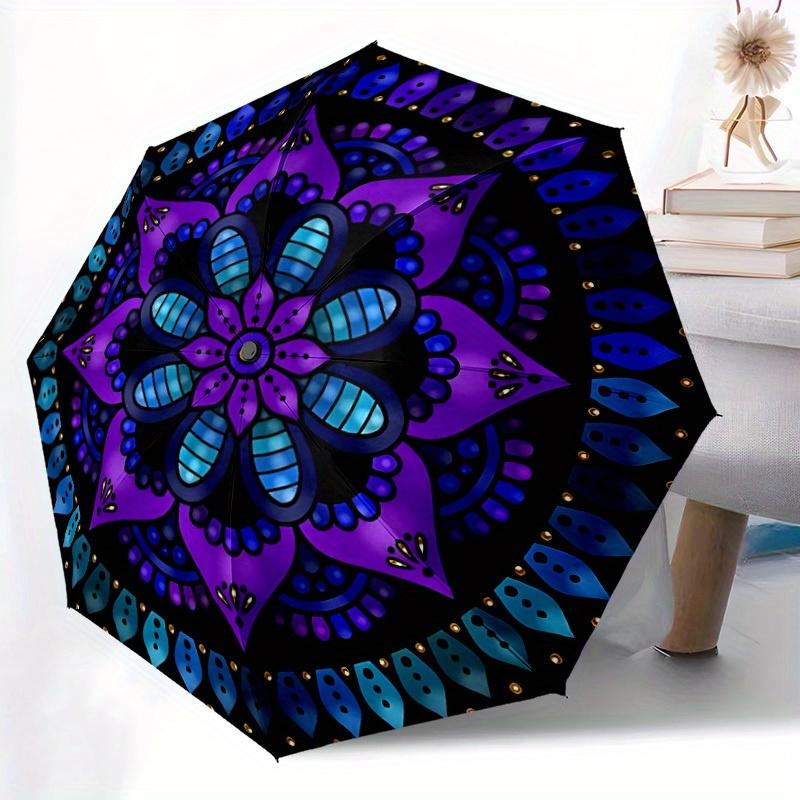 1pc Mandala Art Automatic Umbrella - 8-Rib Foldable Design, Outdoor Adventures, and Family Celebrations yy250829062