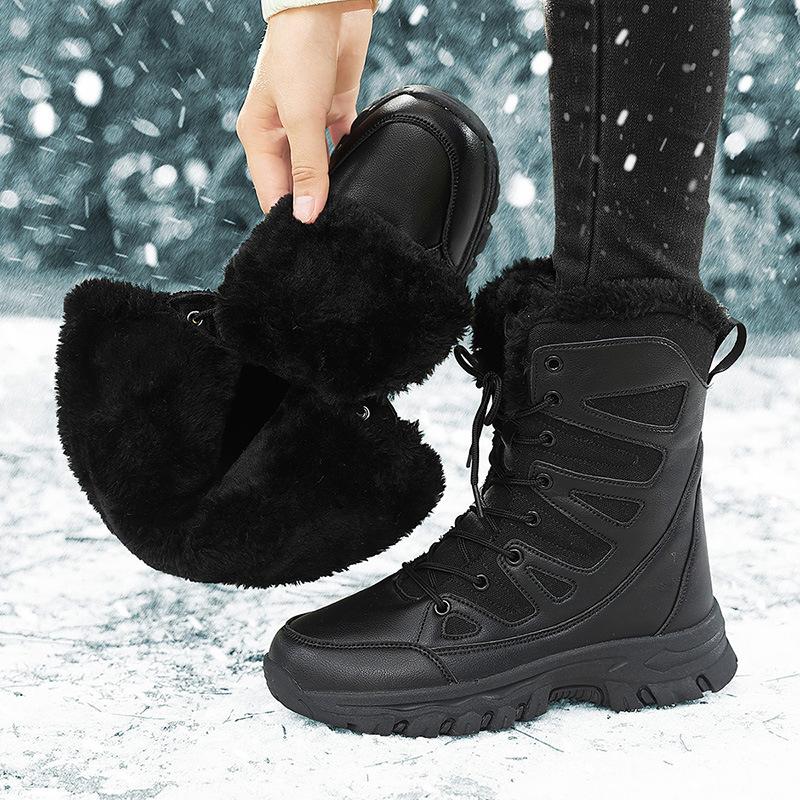 Winter outdoor travel sports Northeast large size snow boots women's velvet warm medium boots women's boots ski hiking shoes