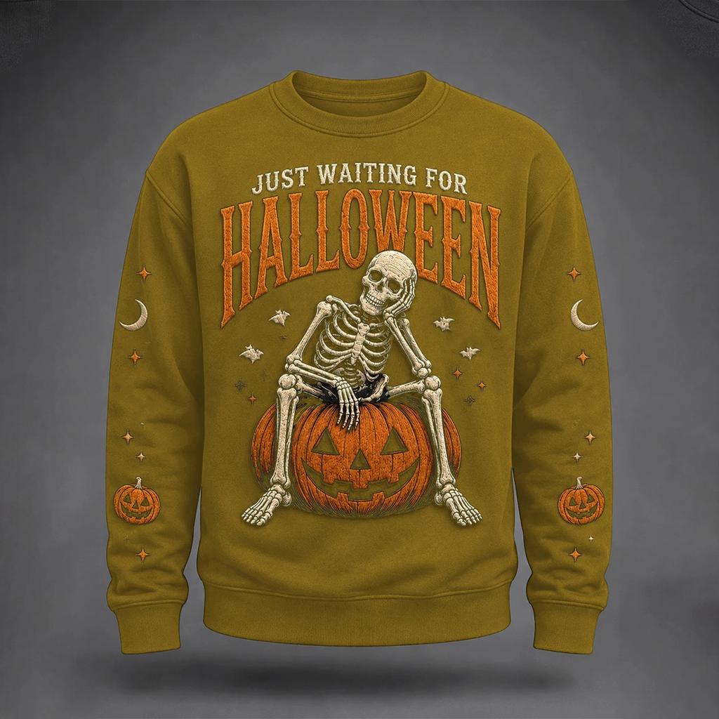 Men's Halloween Print Neck Pullover for Casual Daily Wear