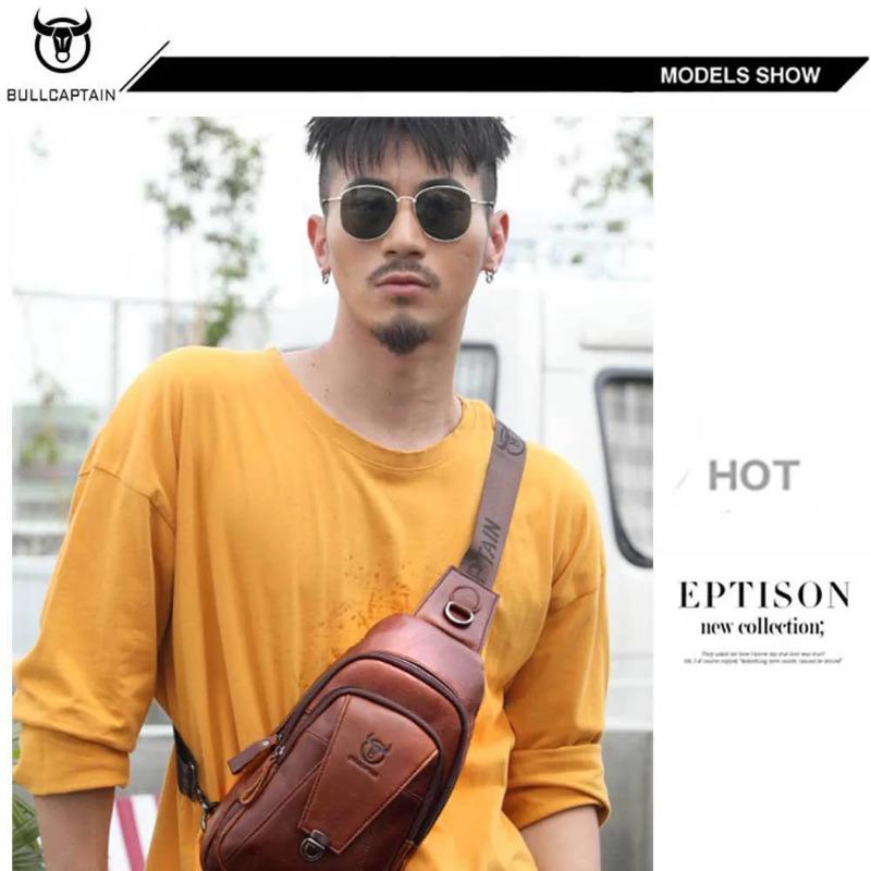Značka 2024 vysoce kvalitní pánská pravá kůže hovězí kůže Vintage hrudník zádový batoh Cestovní móda Cross Body Messenger taška přes rameno