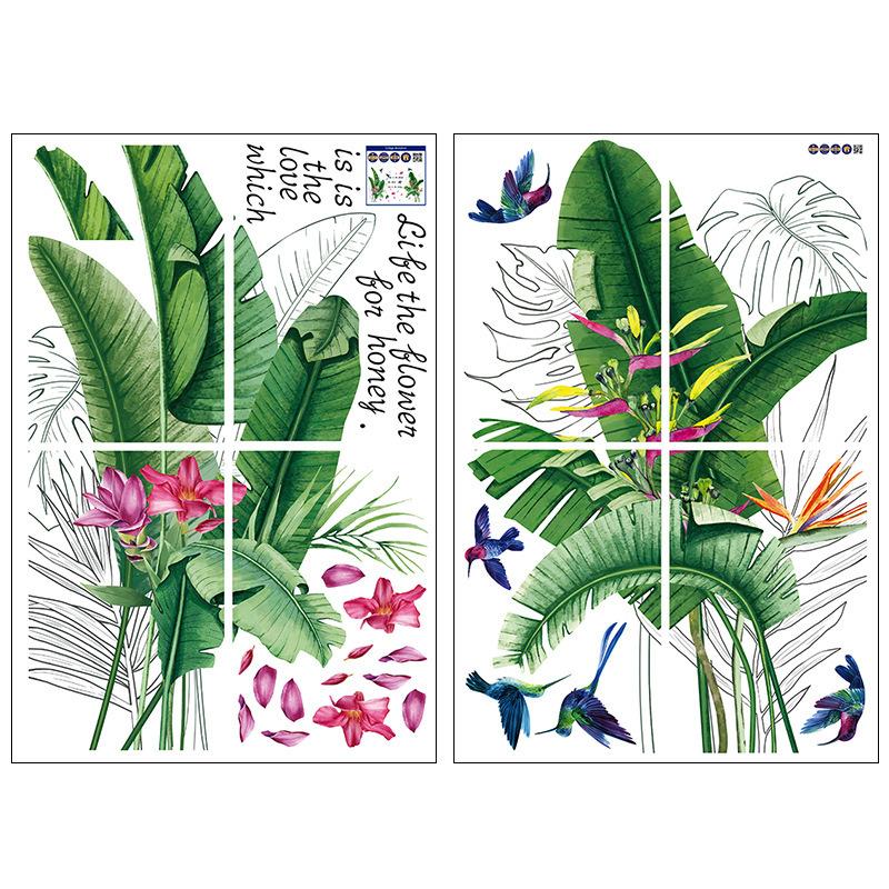 

Скандинавские зеленые растения листья большие настенные наклейки прихожая спальня диван ресторан общежитие фон декоративные настенные наклейки