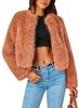 Winter jacket short jacket faux fur long-sleeved pockets thermal jacket autumn and winter clothes