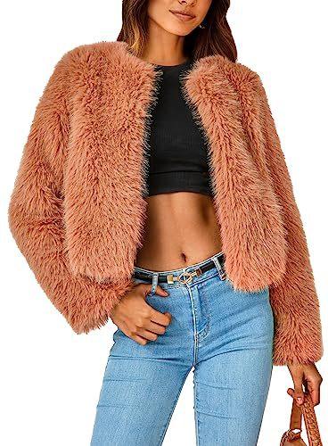 Winter jacket short jacket faux fur long-sleeved pockets thermal jacket autumn and winter clothes