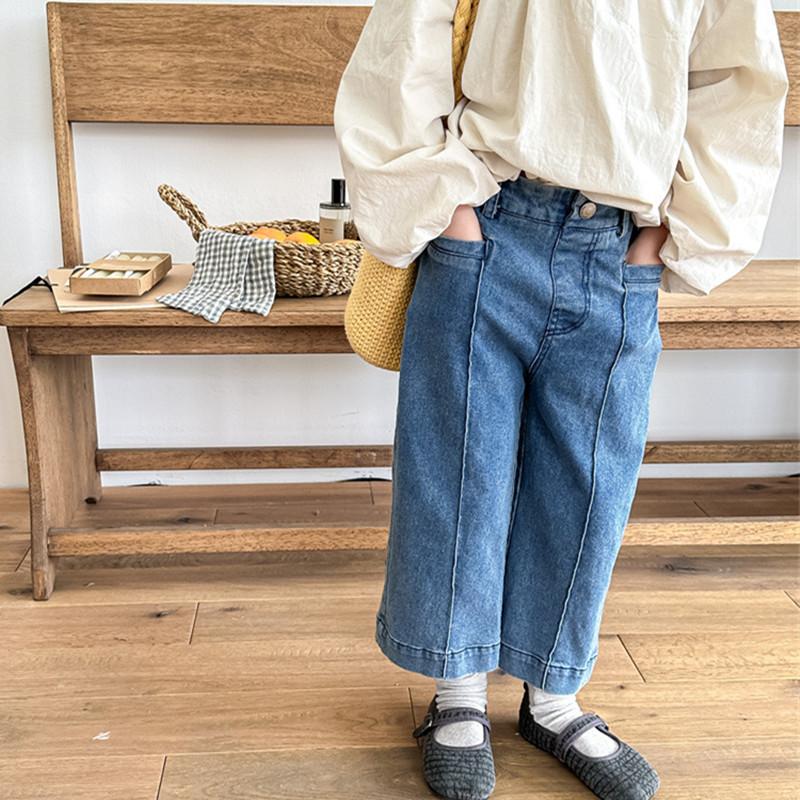 Baby Girls Wide Legs Jeans Spring Toddlers Kids Casual Loose Denim Trousers Ankle-length Pants