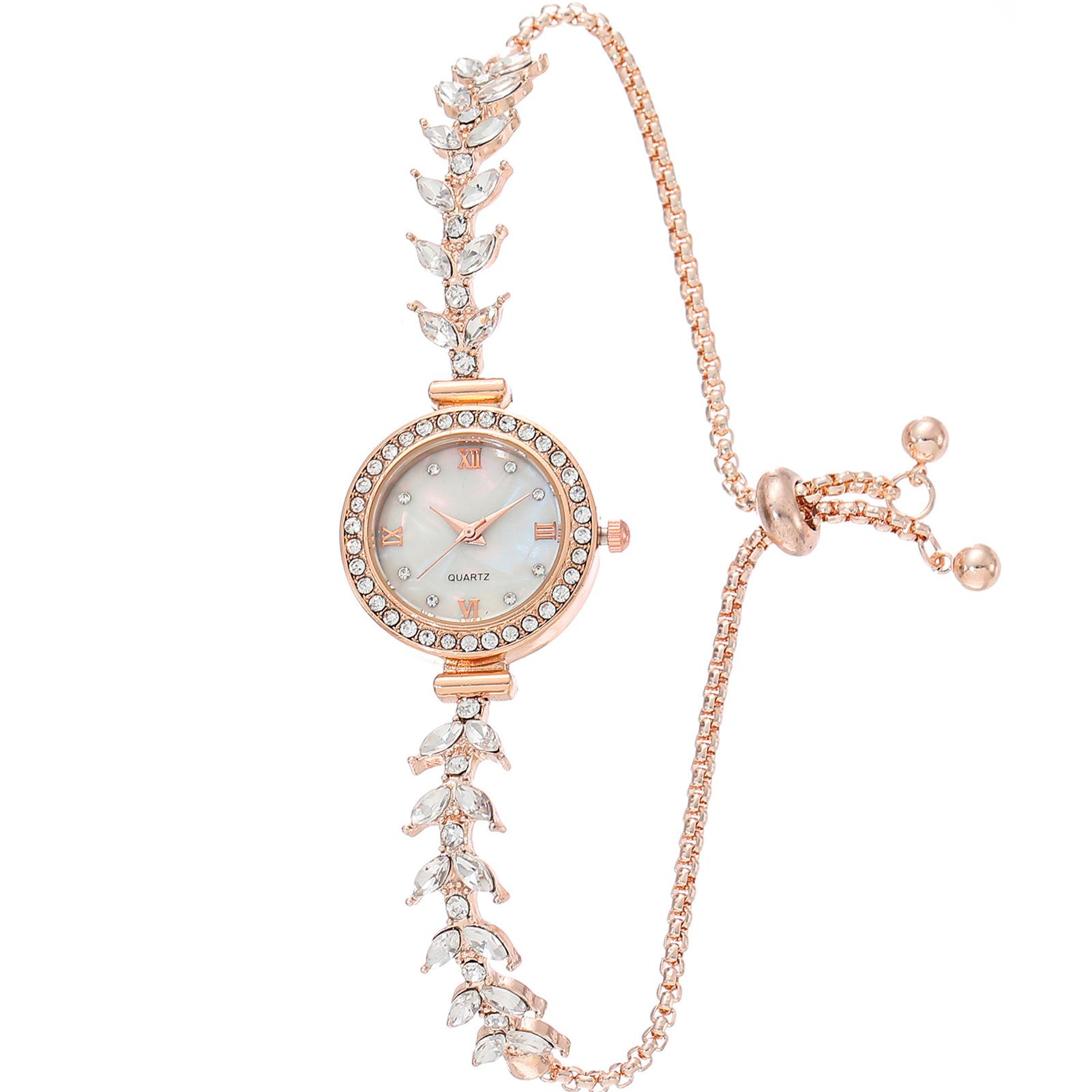 

Women s Premium Crystal Watch Luxurious Crystal Bracelet Design Wrist Watch for Outside Office Business Meeting рожевий колір золота