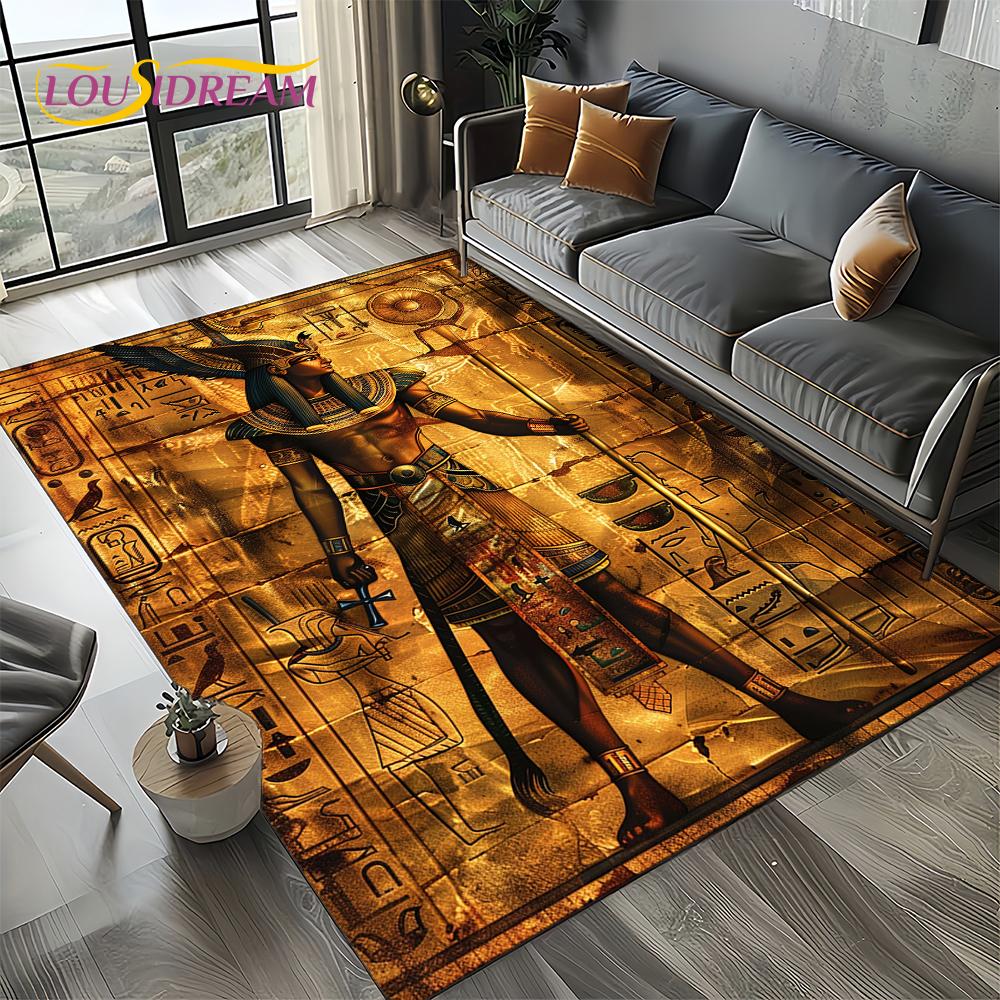 2025 Ancient Egypt Death Anubis Pharaoh Horus Mythology Carpet Rug for Living Room Bedroom Home Sofa,Area Rug Non-slip Floor Mat