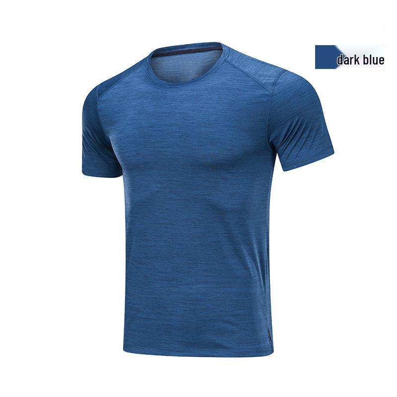 

Мужская быстросохнущая дышащая спортивная футболка - с коротким рукавом, влагоотводящая, лайкра, круглый вырез L