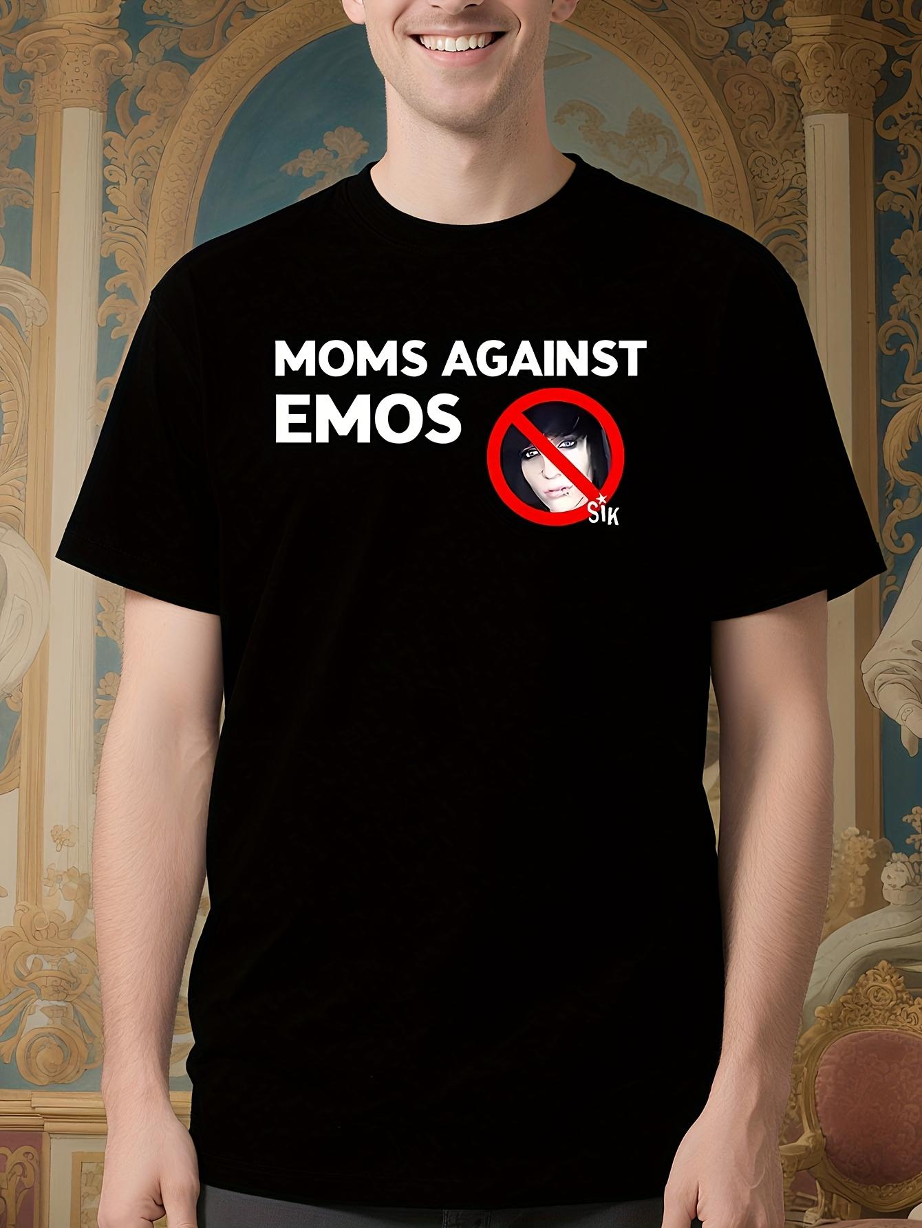 Jake Webber Mom Against Emos Print Unisex Fashion Fun Casual Short Sleeve Loose Casual Everyday Pullover Comfortable Top T-shirt XXXXL