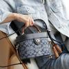 Coach Kay 20 Classic Monogram Chambray Full Print Knob Flap Tassel Box Shape Shoulder Crossbody Bag Women Handbags Denim-Blue C8165-IMDEI