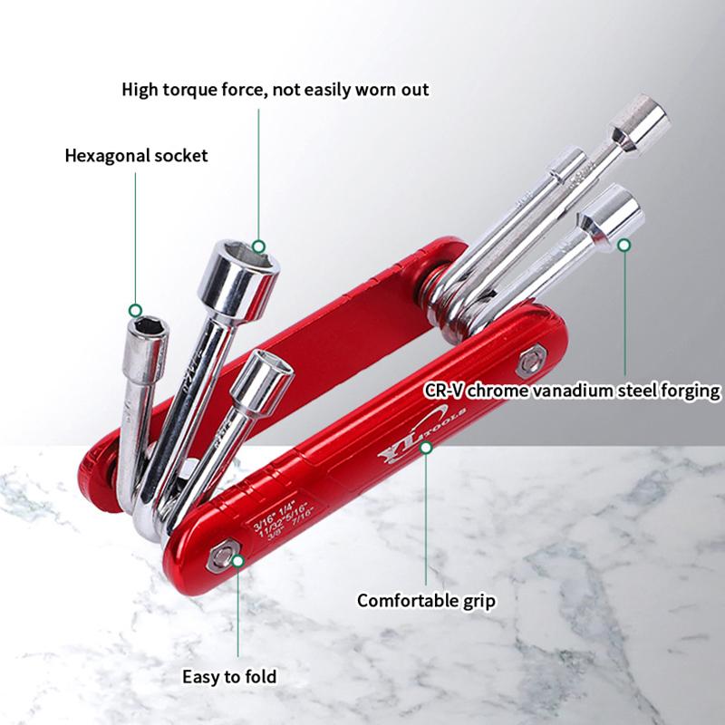 Hex Nut Driver Set 6 In 1 Folding Nut Driver Set Imperial/Metric Motor Folding Socket Wrench Steel Shank Portable Premium Handle