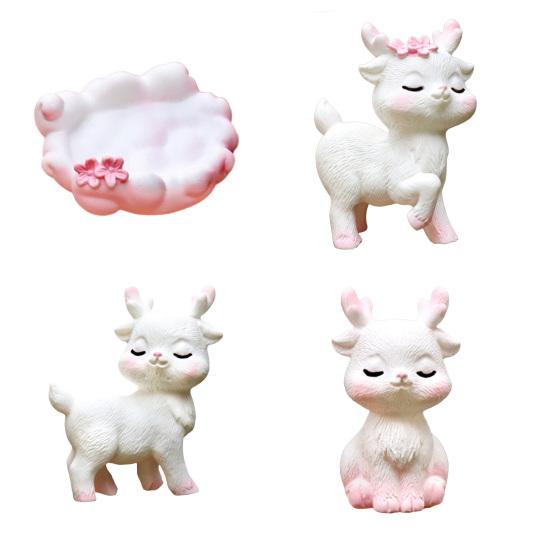 Miniature Deer Figurines Tiny Cartoon Resin Forest Animal Figures for Crafts Fairy Garden Accessories Cake Toppers