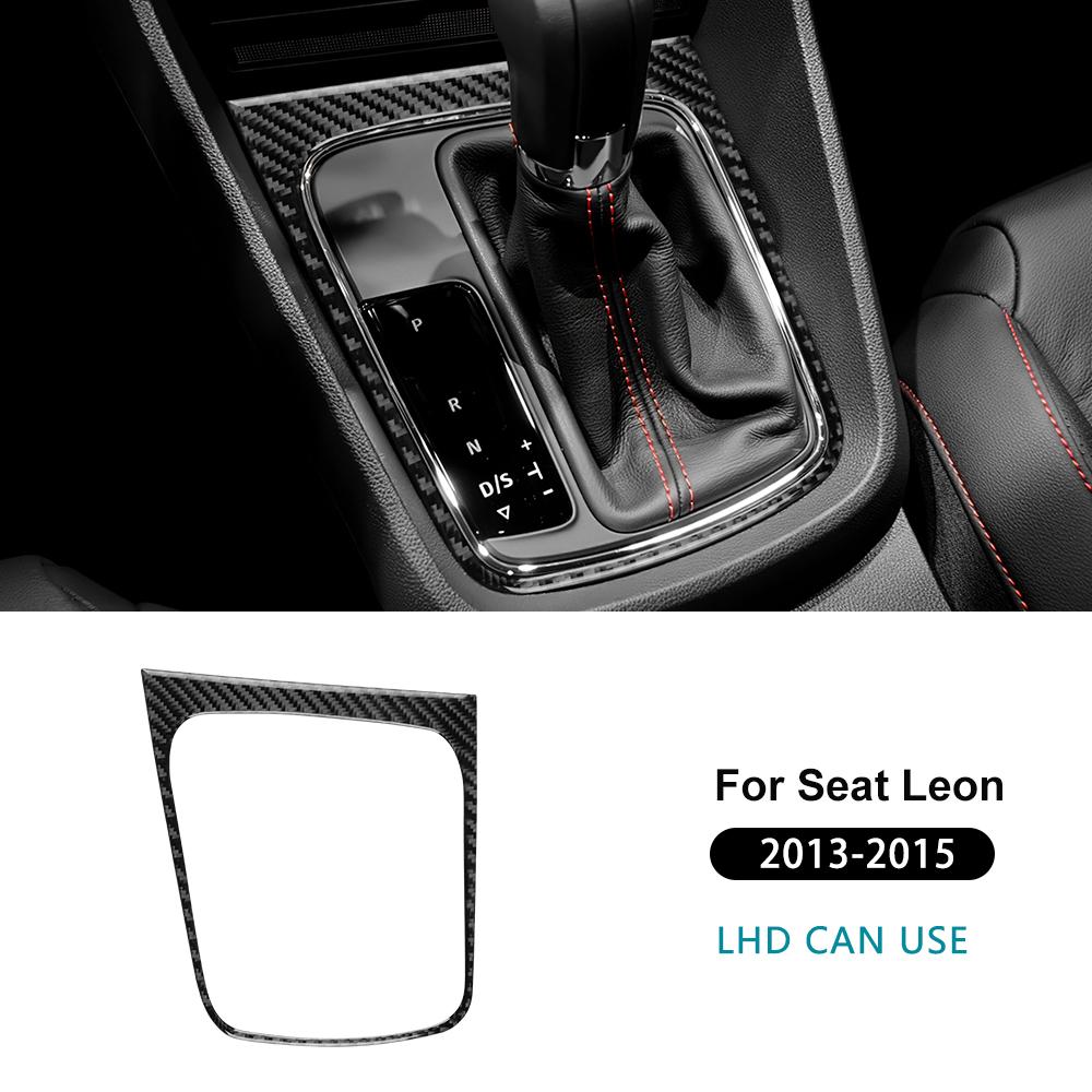 Real Soft Carbon Fiber Sticker For Seat Leon MK3 2013 2014 2015 LHD RHD Car Gear Shift Frame Panel Trim Interior Accessories