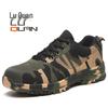 Durable All-Season Camouflage Flyknit Safety Shoes – Breathable, Anti-Smash, Anti-Puncture, Steel Toe, Non-Slip.