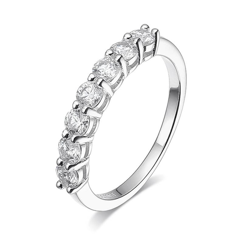 BIJOX STORY 3mm Gemstone Moissanite Ring for Women S925 Silver White Gold Stackable Wedding Band Diamond Matching Gift