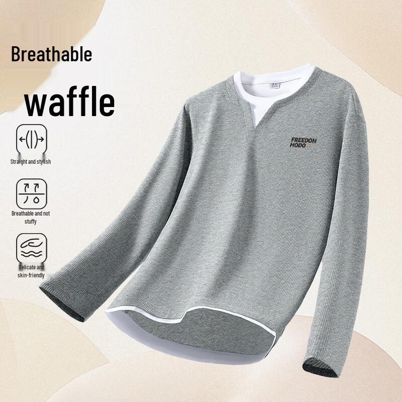 Hodo Men's Waffle Knit Layered Long Sleeve Tee