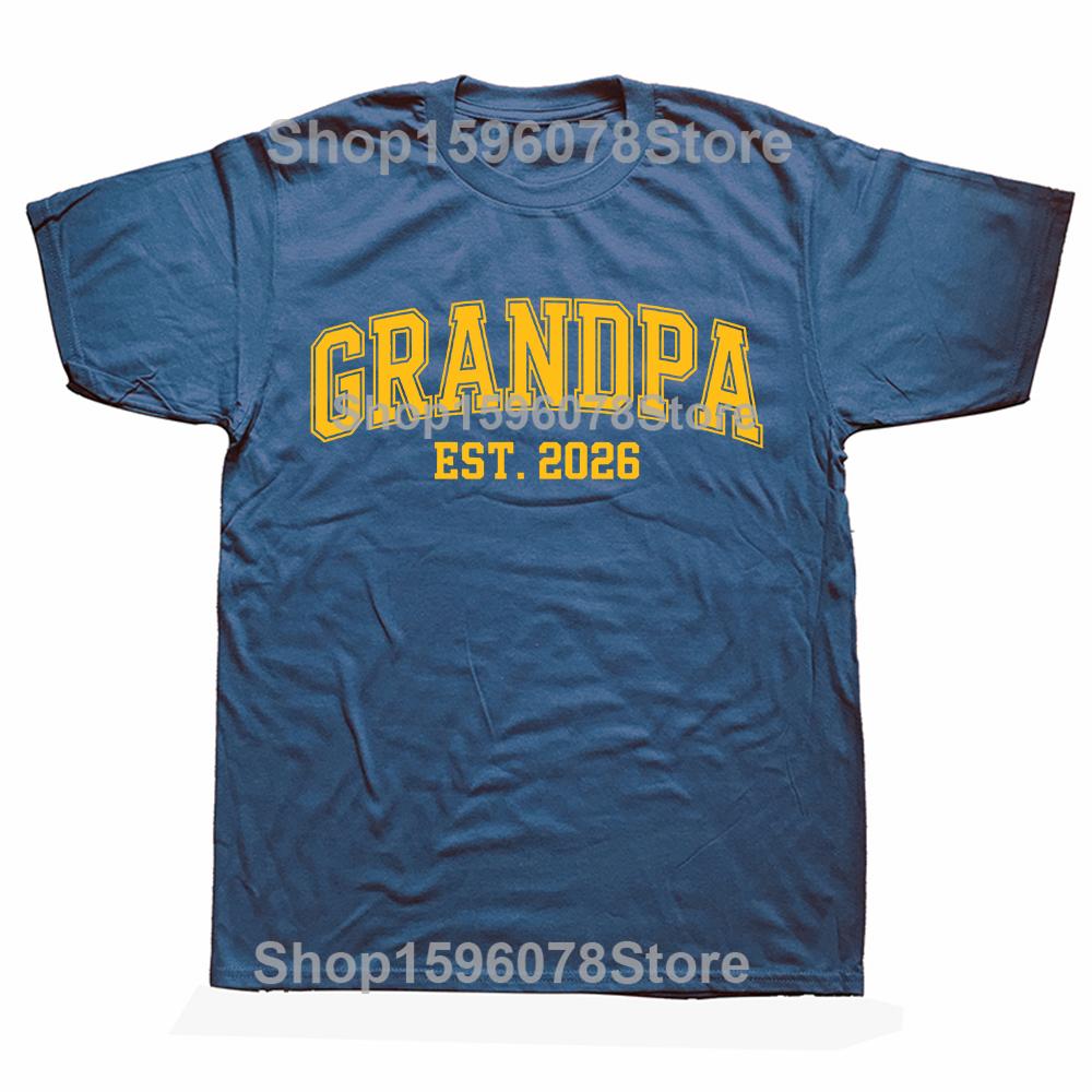 Funny Promoted To Grandpa Est 2026 Tshirts Men Fashion Casual 100 Cotton Loose Oversized Crewneck Collar Hip Hop T Shirt S