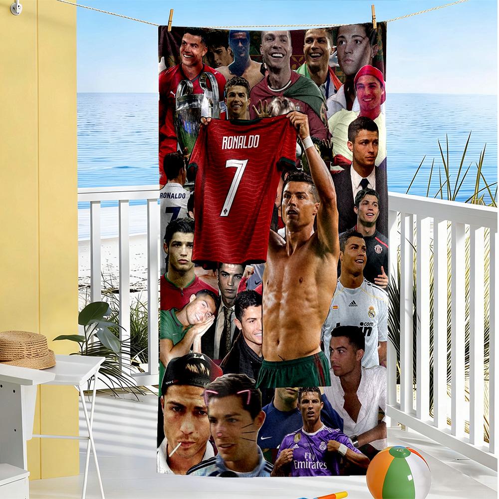 Asciugamano da Spiaggia Cristiano Ronaldo Asciugatura Rapida Morbido Microfibra Confortevole Leggero Portatile per Nuoto, Spiaggia, Campeggio, Viaggio, Accessori da Spiaggia, Palestra