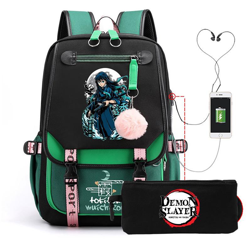 Zaino capiente con tracolla; set astuccio a tre pezzi per studenti