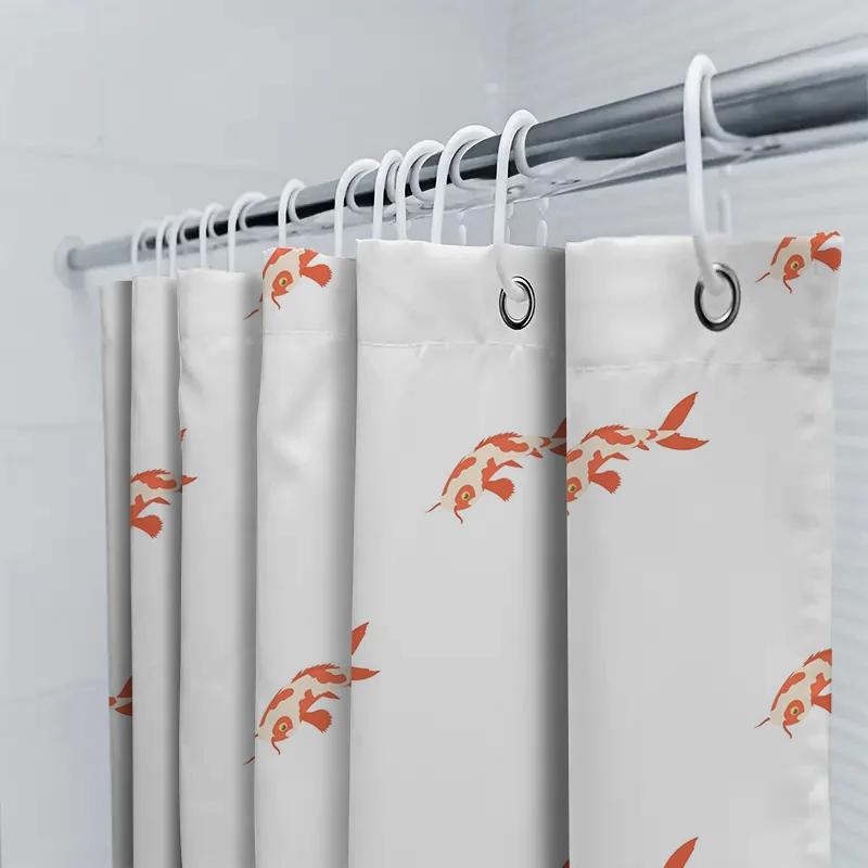 Home Decor Bedruckter Duschvorhang Für Badezimmerdekoration Moderne Wasserdichte Vorhänge Mit Orangenem Fischmuster