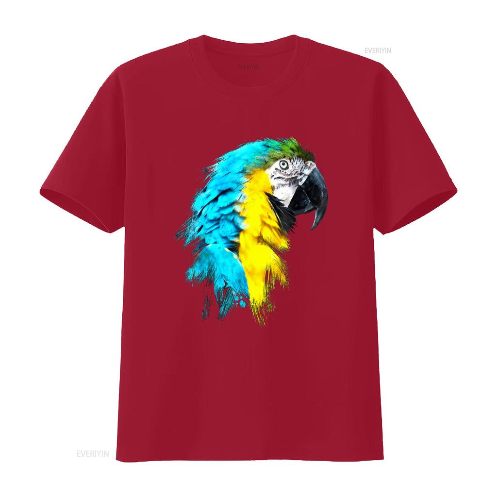 Watercolour colourful scarlet macaw parrot bird painting T Shirt  vintage Washed Unisex streetwear designer clothes Soft