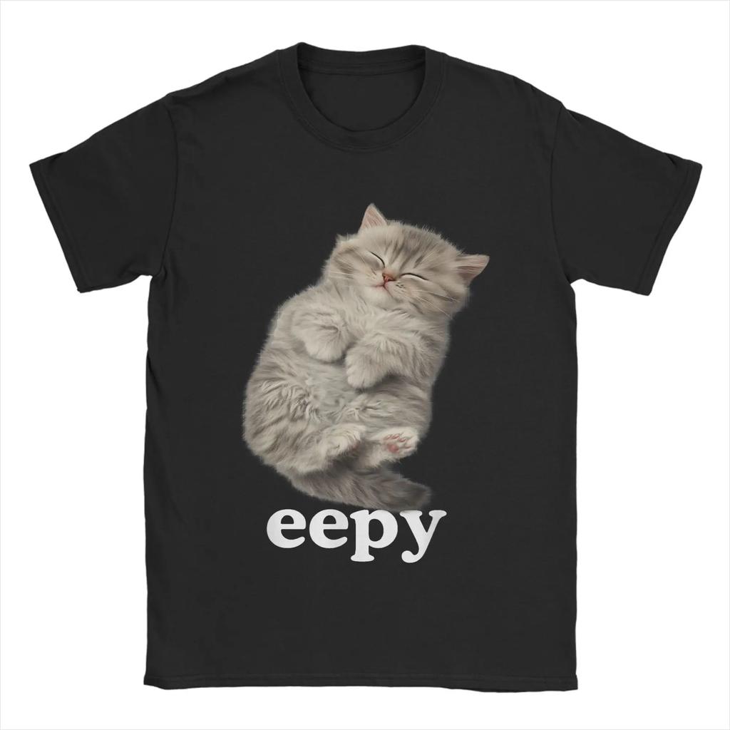 Men T-Shirt Eepy Cat Sleepy Cat Meme Awesome Tee Shirt Short Sleeve T Shirts Round Neck Mens Harajuku Breathable Top