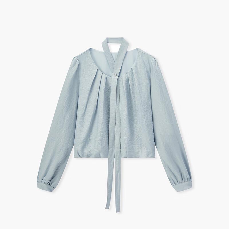 Aijutu Women's Elegant Ribbon Long-Sleeve Shirt